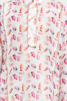 Multicolored-Base-White Kurta