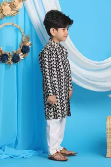  Black And White Kurta Pyjama Set