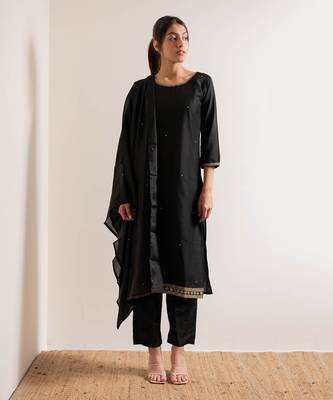 Black Zeenat Straight Fit  Suit Set 8