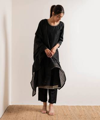 Black Zeenat Straight Fit  Suit Set 9