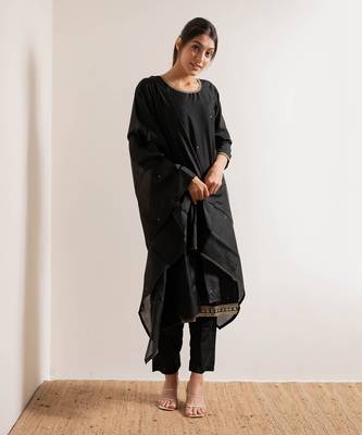 Black Zeenat Straight Fit  Suit Set 1