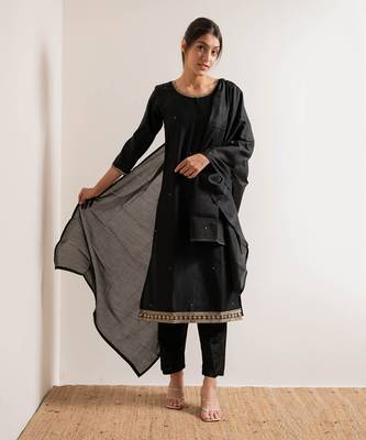 Black Zeenat Straight Fit  Suit Set 11
