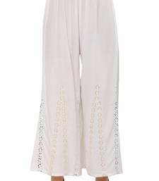 White Ravishing Trendy Star Design Mirror Plazzo/Plazo with Elastic Drawstring (Free Size)