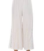 White Ravishing Trendy Star Design Mirror Plazzo/Plazo with Elastic Drawstring (Free Size)