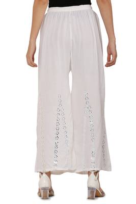 White Ravishing Trendy Star Design Mirror Plazzo/Plazo with Elastic Drawstring (Free Size) 4