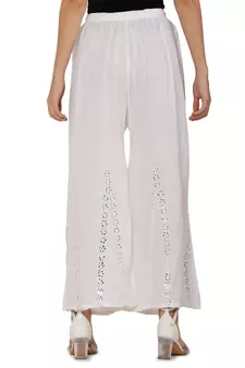 White Ravishing Trendy Star Design Mirror Plazzo/Plazo with Elastic Drawstring (Free Size)