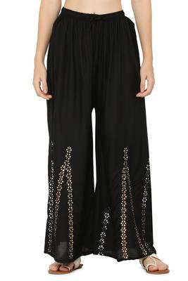 Black Ravishing Trendy Star Mirror Plazzo/Plazo with Elastic Drawstring (Free Size) 1