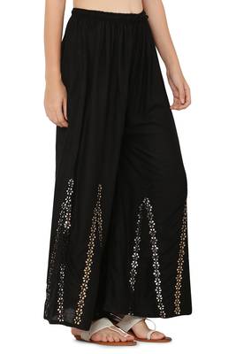 Black Ravishing Trendy Star Mirror Plazzo/Plazo with Elastic Drawstring (Free Size) 2