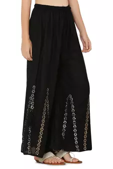 Black Ravishing Trendy Star Mirror Plazzo/Plazo with Elastic Drawstring (Free Size)