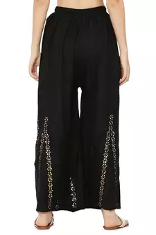 Black Ravishing Trendy Star Mirror Plazzo/Plazo with Elastic Drawstring (Free Size)