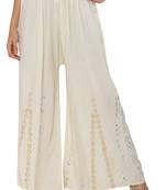 Cream Ravishing Trendy Star Mirror Plazzo/Plazo with Elastic Drawstring (Free Size)