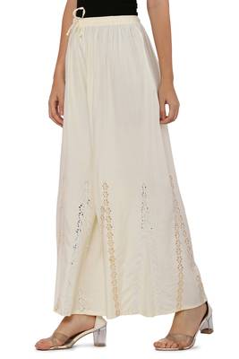 Cream Ravishing Trendy Star Mirror Plazzo/Plazo with Elastic Drawstring (Free Size) 3