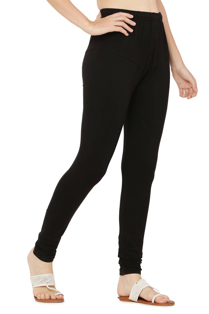 Black Solid Churidar Leggings soft cotton and comfort with stylish (Free Size)