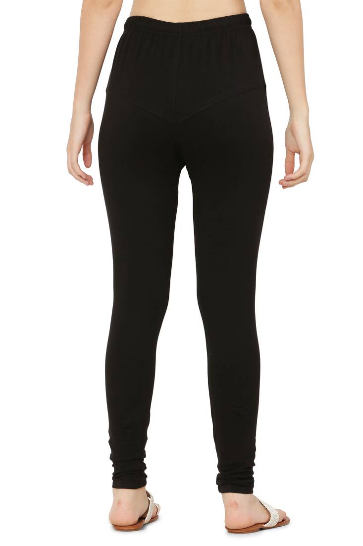 Black Solid Churidar Leggings soft cotton and comfort with stylish (Free Size)