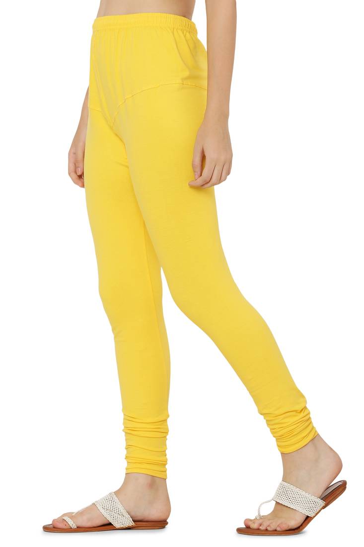 Yellow Solid Churidar Leggings soft cotton and comfort with stylish (Free Size)