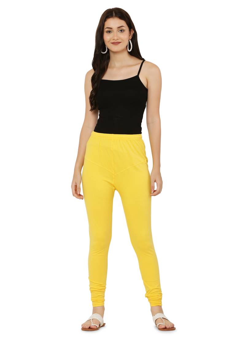 Yellow Solid Churidar Leggings soft cotton and comfort with stylish (Free Size)