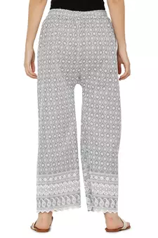 Grey Color Thread Chikankari Cotton Plazzo Pant (Free Size)