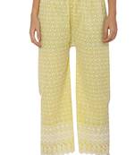 Yellow Color Thread Chikankari Cotton Plazzo Pant (Free Size)