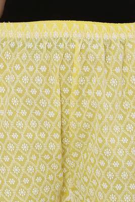 Yellow Color Thread Chikankari Cotton Plazzo Pant (Free Size) 6