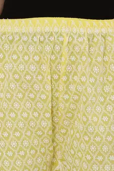 Yellow Color Thread Chikankari Cotton Plazzo Pant (Free Size)