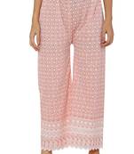 Peach Color Thread Chikankari Cotton Plazzo Pant (Free Size)