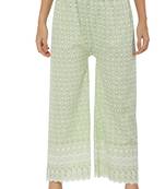 Mint Green Color Thread Chikankari Cotton Plazzo Pant (Free Size)