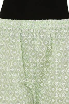 Mint Green Color Thread Chikankari Cotton Plazzo Pant (Free Size) 6