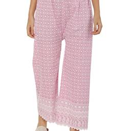 Baby Pink Color Thread Chikankari Cotton Plazzo Pant (Free Size)