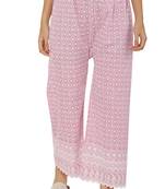 Baby Pink Color Thread Chikankari Cotton Plazzo Pant (Free Size)