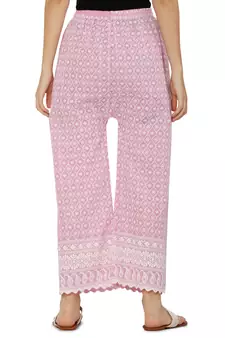 Baby Pink Color Thread Chikankari Cotton Plazzo Pant (Free Size)