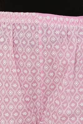 Baby Pink Color Thread Chikankari Cotton Plazzo Pant (Free Size) 6