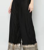 Women's Gota Design Palazzo Pant Black Color Rayon Fabric (Free Size)