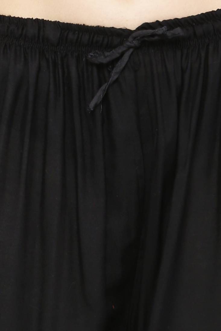 Women's Gota Design Palazzo Pant Black Color Rayon Fabric (Free Size)