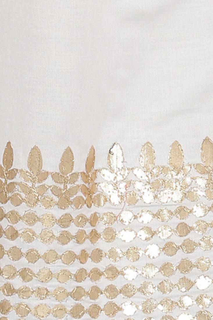 Women's Gota Design Palazzo Pant White Color Rayon Fabric (Free Size)