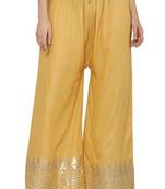 Women's Gota Design Palazzo Pant Gold Color Rayon Fabric (Free Size)