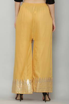 Women's Gota Design Palazzo Pant Gold Color Rayon Fabric (Free Size) 4