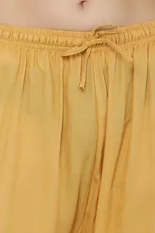 Women's Gota Design Palazzo Pant Gold Color Rayon Fabric (Free Size)