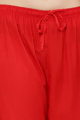 Women's Gota Design Palazzo Pant Red Color Rayon Fabric (Free Size) 6
