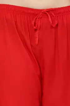 Women's Gota Design Palazzo Pant Red Color Rayon Fabric (Free Size)