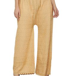 Wome's Full Chiken/Chikankari Relaxed Palazzo pant Gold Color (Free Size)