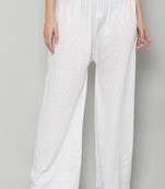 Wome's Full Chiken/Chikankari Relaxed Palazzo pant White Color (Free Size)