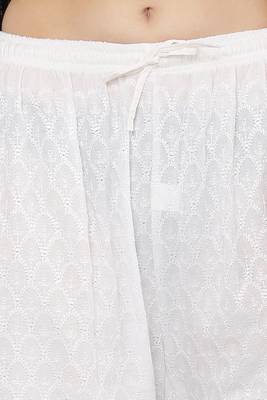 Wome's Full Chiken/Chikankari Relaxed Palazzo pant White Color (Free Size) 6