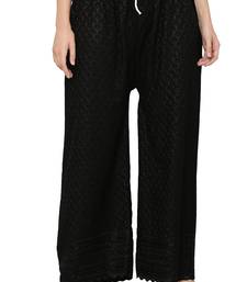 Wome's Full Chiken/Chikankari Relaxed Palazzo pant Black Color (Free Size)