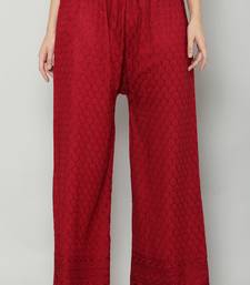Wome's Full Chiken/Chikankari Relaxed Palazzo pant Maroon Color (Free Size)
