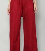 Wome's Full Chiken/Chikankari Relaxed Palazzo pant Maroon Color (Free Size)
