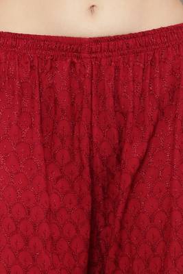 Wome's Full Chiken/Chikankari Relaxed Palazzo pant Maroon Color (Free Size) 6