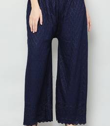 Wome's Full Chiken/Chikankari Relaxed Palazzo pant Navy Blue Color (Free Size)