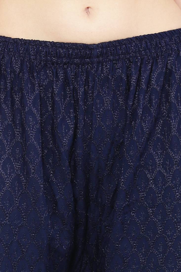 Wome's Full Chiken/Chikankari Relaxed Palazzo pant Navy Blue Color (Free Size)