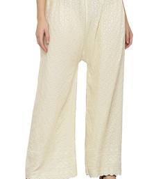 Wome's Full Chiken/Chikankari Relaxed Palazzo pant Cream Color (Free Size)