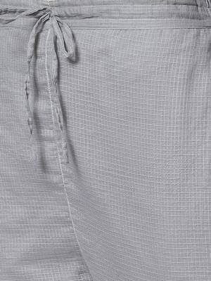 Ada Hand Embroidered Grey Kota Lucknowi Chikankari Women Kurta with Trouser Set - A100551 6